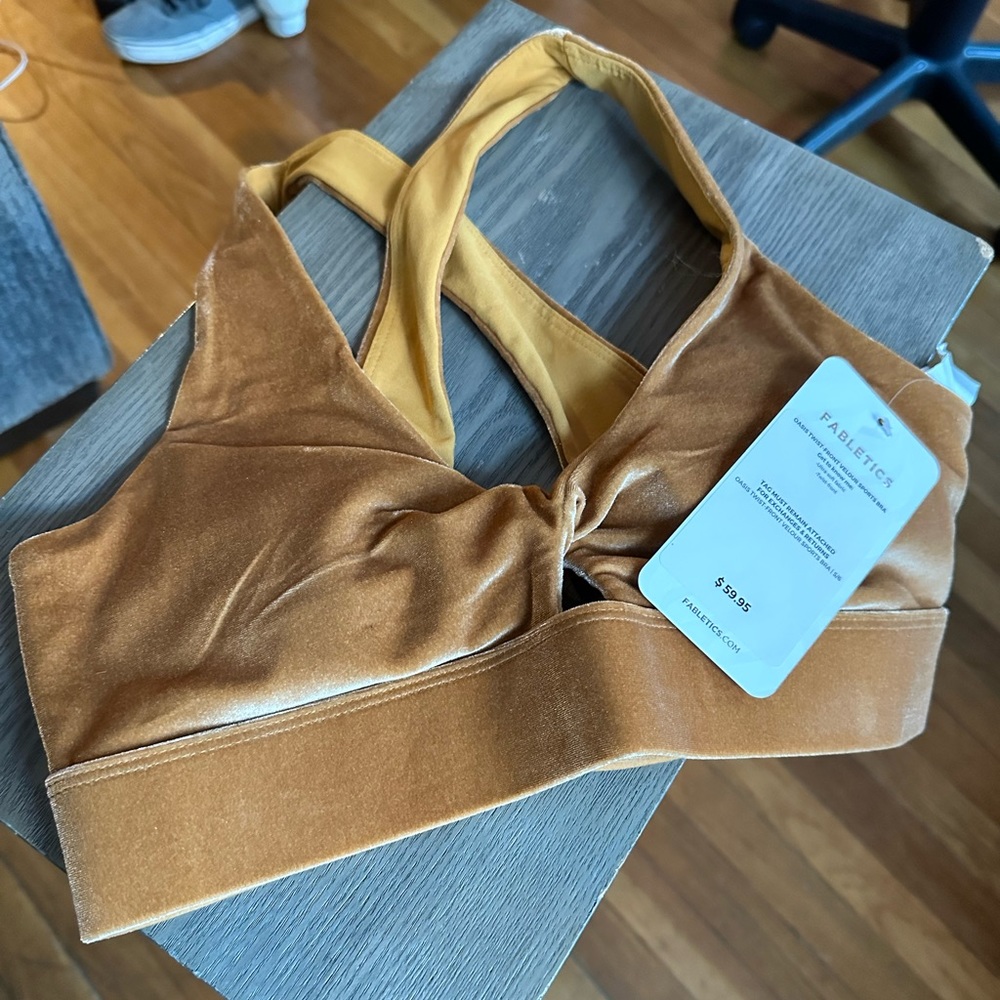 NWT Mustard Fabletics Twist Back Bra